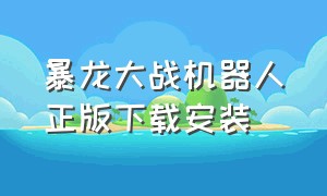 暴龙大战机器人正版下载安装（暴龙大战机器人正版下载安装教程）