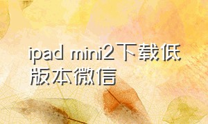 ipad mini2下载低版本微信