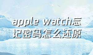 apple watch忘记密码怎么还原