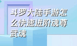 斗罗大陆手游怎么快速进阶魂尊武魂