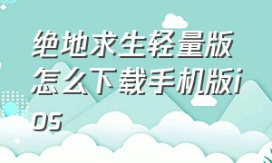 绝地求生轻量版怎么下载手机版ios