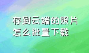 存到云端的照片怎么批量下载（保存在云端的照片怎么下载到相册）