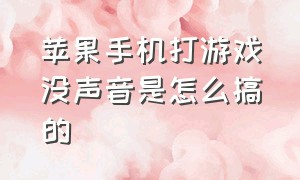 苹果手机打游戏没声音是怎么搞的