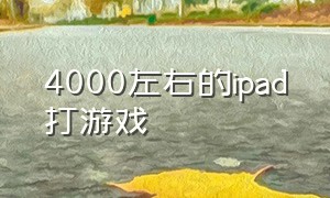 4000左右的ipad打游戏（4000左右的游戏平板）