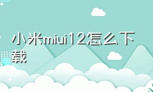 小米miui12怎么下载