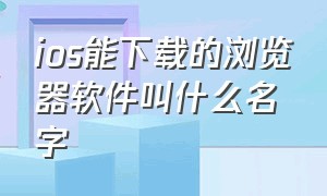 ios能下载的浏览器软件叫什么名字