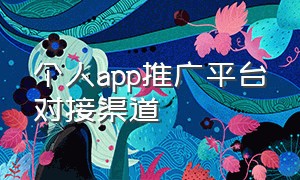 个人app推广平台对接渠道