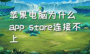 苹果电脑为什么app store连接不上