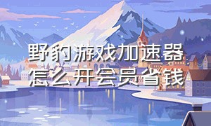 野豹游戏加速器怎么开会员省钱