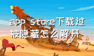 app store下载过被隐藏怎么解开