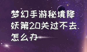 梦幻手游秘境降妖第20关过不去怎么办