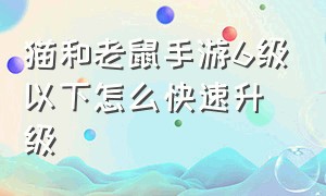 猫和老鼠手游6级以下怎么快速升级