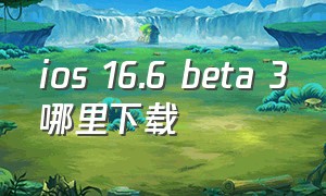 ios 16.6 beta 3哪里下载
