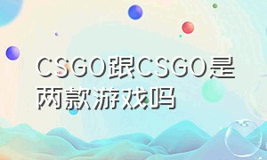 CSGO跟CSGO是两款游戏吗