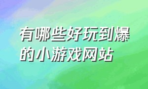 有哪些好玩到爆的小游戏网站