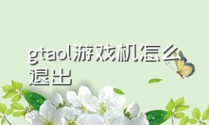 gtaol游戏机怎么退出