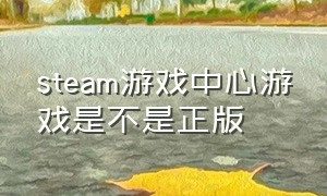 steam游戏中心游戏是不是正版