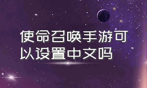 使命召唤手游可以设置中文吗