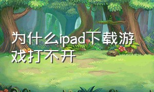 为什么ipad下载游戏打不开