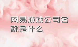 网易游戏公司名称是什么