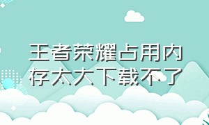 王者荣耀占用内存太大下载不了