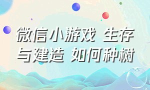 微信小游戏 生存与建造 如何种树（微信小游戏开局砍树吃肉）