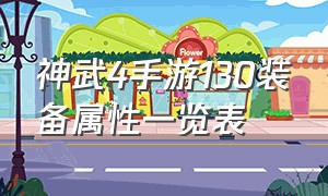 神武4手游130装备属性一览表