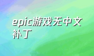 epic游戏无中文补丁（epic能将没简体中文的游戏汉化吗）