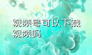 视频号可以下载视频吗