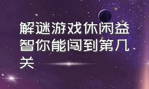 解谜游戏休闲益智你能闯到第几关