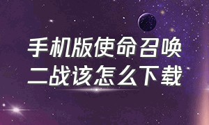 手机版使命召唤二战该怎么下载（使命召唤二战中文下载手机版）