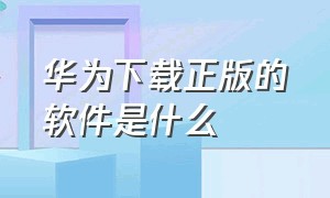 华为下载正版的软件是什么（华为手表下载的软件是什么）