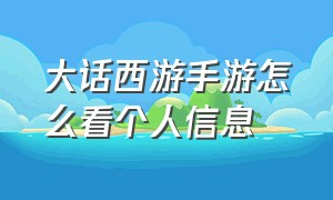 大话西游手游怎么看个人信息