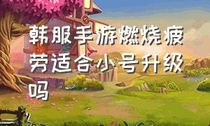 韩服手游燃烧疲劳适合小号升级吗