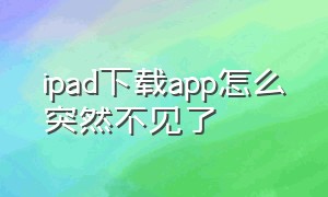 ipad下载app怎么突然不见了（ipad已经下载的软件找不到了）