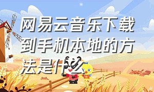 网易云音乐下载到手机本地的方法是什么