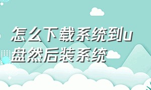 怎么下载系统到u盘然后装系统