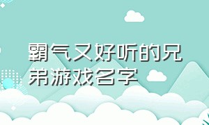 霸气又好听的兄弟游戏名字