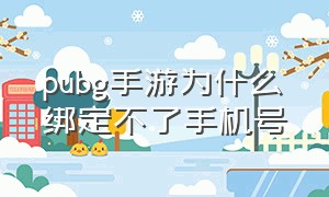 pubg手游为什么绑定不了手机号