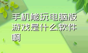 手机能玩电脑版游戏是什么软件啊