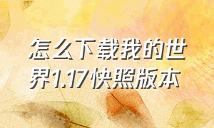 怎么下载我的世界1.17快照版本