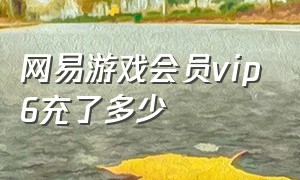 网易游戏会员vip6充了多少