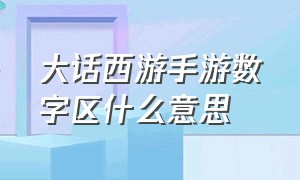 大话西游手游数字区什么意思