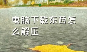 电脑下载东西怎么解压（电脑下载照片怎么解压）