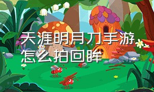 天涯明月刀手游怎么拍回眸