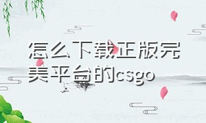 怎么下载正版完美平台的csgo