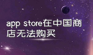 app store在中国商店无法购买