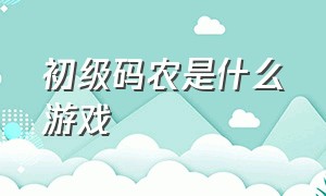 初级码农是什么游戏（新版职业套路游戏攻略图文）