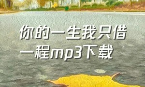 你的一生我只借一程mp3下载