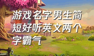 游戏名字男生简短好听英文两个字霸气